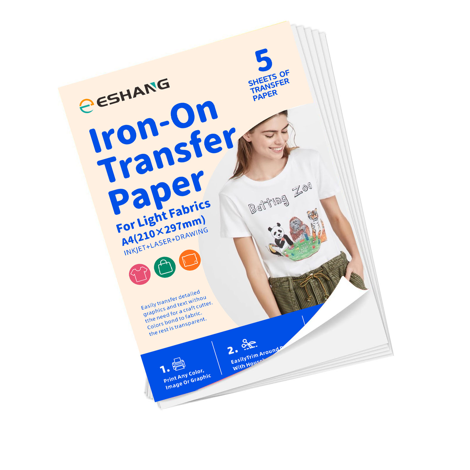 Printable Heat Transfer Vinyl - 5 hojas de papel de transferencia