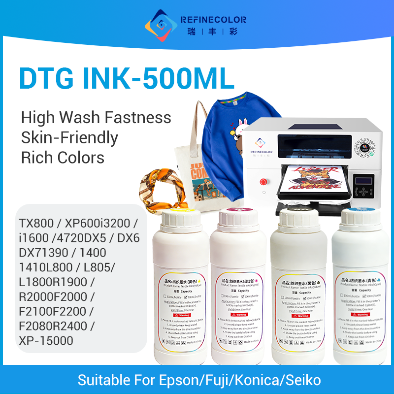 Direct To Garment Ink - Tinta textil Refinecolor 500ML/Botella DTG para
