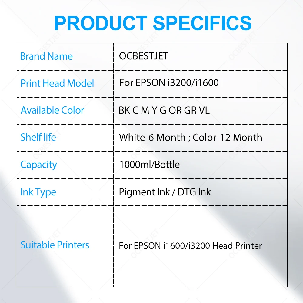 Tinta textil DTG de 1000ML/bot - Direct To Garment Ink reseña y precio